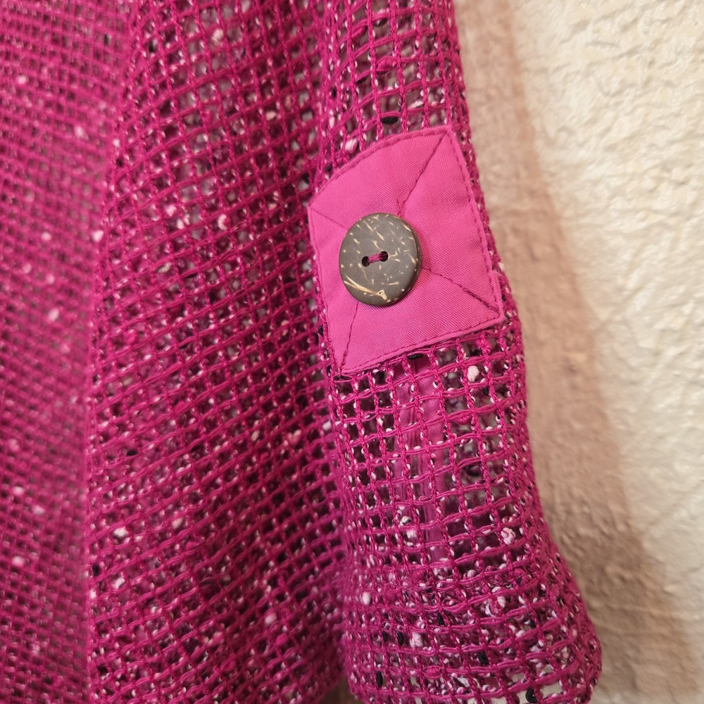 Blair Mesh Cover Up  Cardigan Top Asymmetrical Hot Pink Magenta Large‎ - Picture 3 of 12
